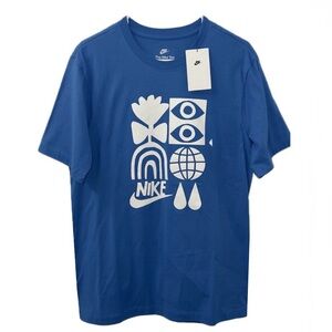Nike Men Sportwear Art Graphic Tee Shirt HBR DR7813-435 Cotton Blue White Size S